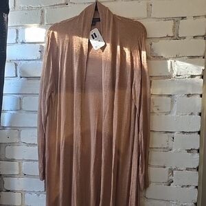 Banana Republic Camel Open-Front Long Cardigan